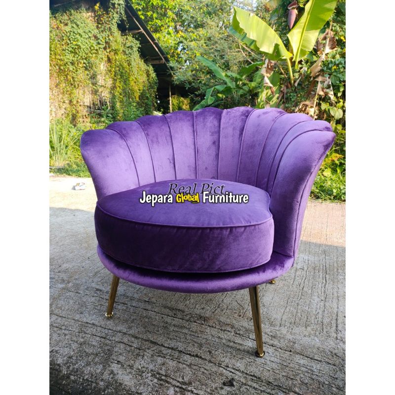 Kursi Sofa kerang stainless velvet ( kursi sofa single,kursi tamu,sofa single )