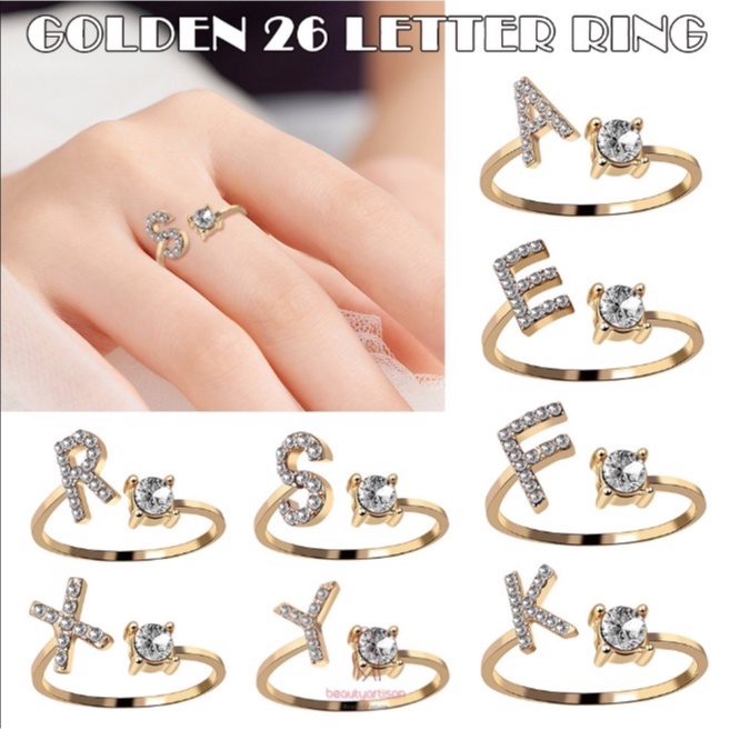 Cincin huruf Xuping/Fourfashion Cincin huruf Xuping A-Z terbaru kekinian BISA COD