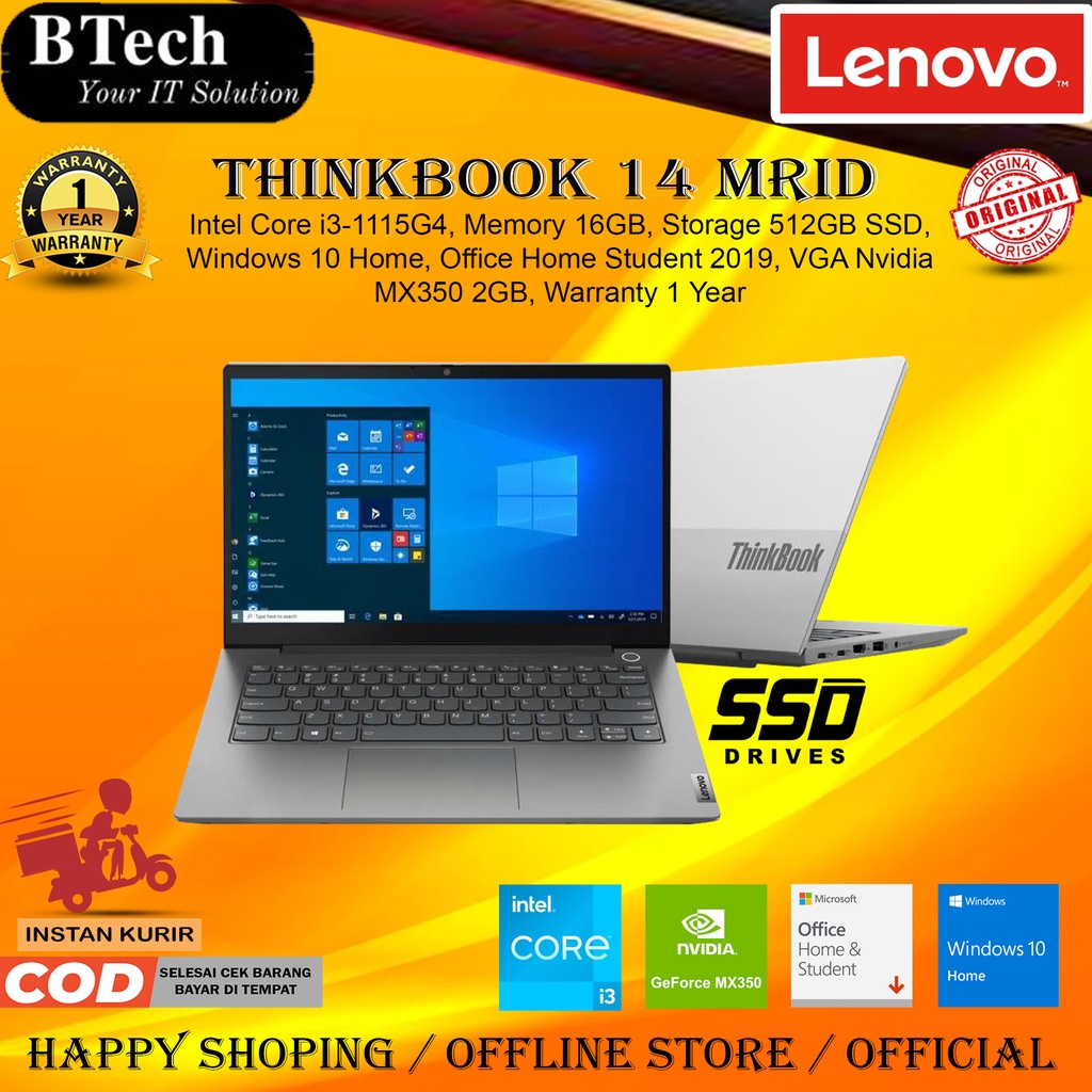 Lenovo Thinkbook 14 MRID Core i3-1115G4 16GB 512GB SSD VGA W10H+OHS 1Y