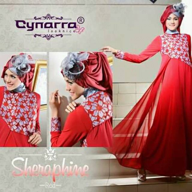 Cynarra Sheraphine Gamis dan Outer plus Pashmina Kombinasi Brokat Fancy