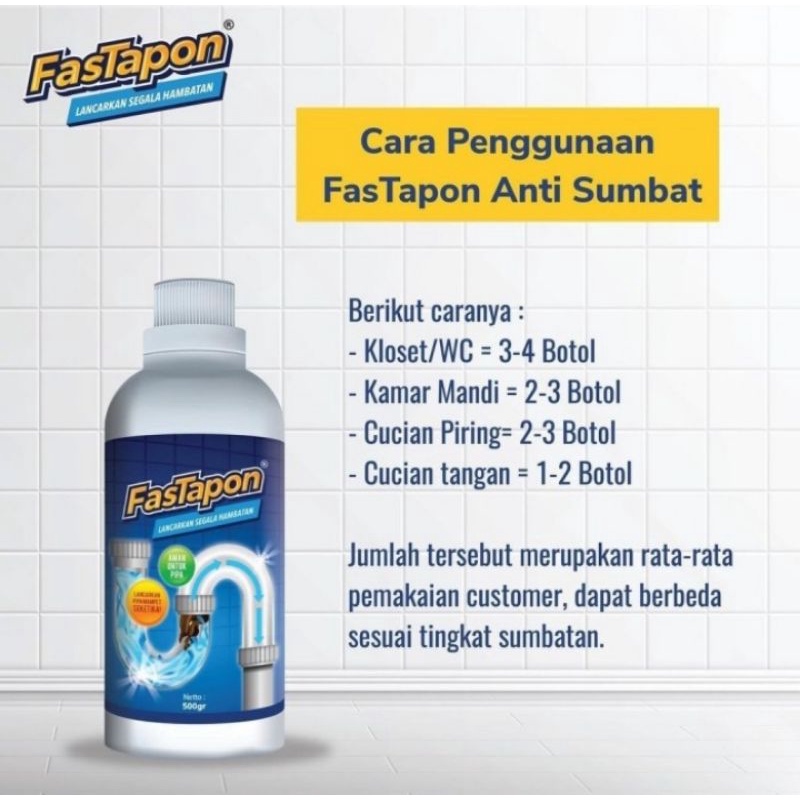 Fastapon Anti Mampet WC Fastapon Anti Sumbat Saluran Air Anti Sumbat Saluran  Pipa 500 Gram