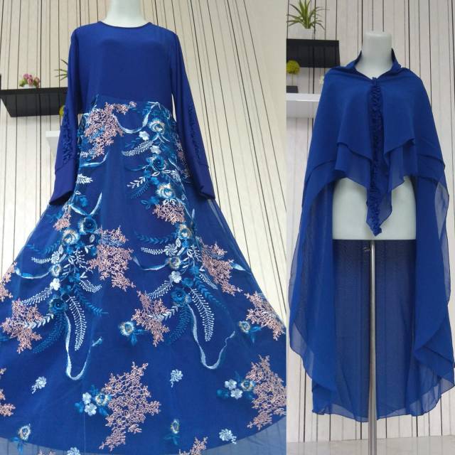 SET GAMIS SAKINAH BIRU ELEKTRIK