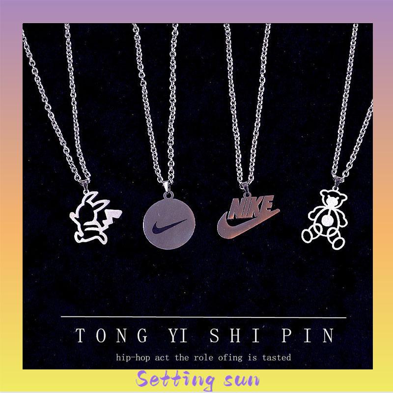 Korea Hip Hop Street Style Stainless Steel Kalung Liontin Aksesoris Pria dan Wanita TN