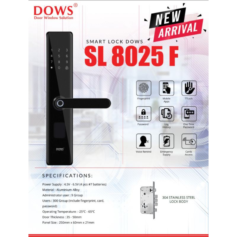 Kunci Pintu Digital Dows 8025 F / DOWS DIGITAL DOOR LOCK 8025 / Digital Lock / Smart Lock Dows
