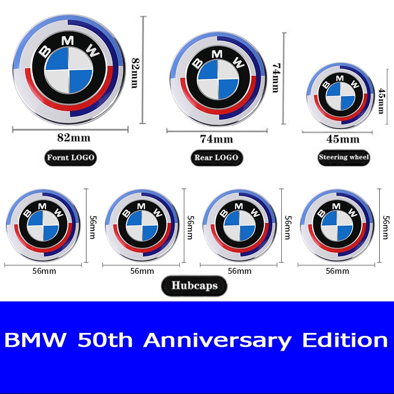 Bmw Mobil 50th Anniversary Logo Eksterior Dekorasi Cover Styling Untuk X1 X3 X4 X5 X6 3 5 6 7 Seri GT E90 F30 F10 G20 G30