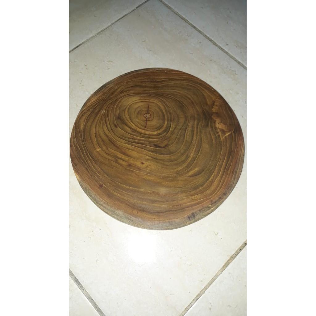 TATAKAN PIRING KAYU JATI BULAT/BESAR/TERMURAH/24 CM