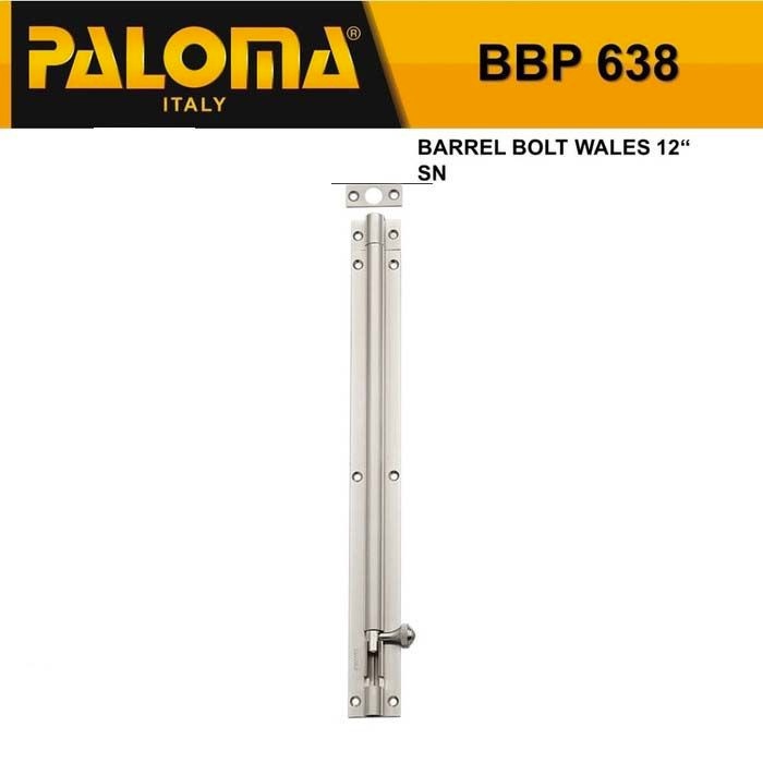 Paloma Barrel Bolt Grendel Slot Kunci Pintu Wales 12&quot; BBP 638 SN