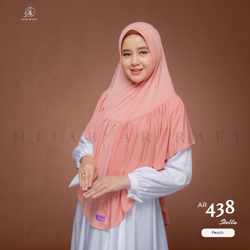 TERLARIS BISA COD ✓ Hijab Ar Rafi AR 438 hijab instan bergo Arrafi jumbo || INAYAHHIJAB-Peach