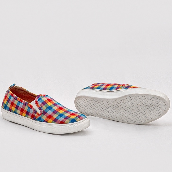 morningbell - sepatu wanita sneakers slip on rainbow