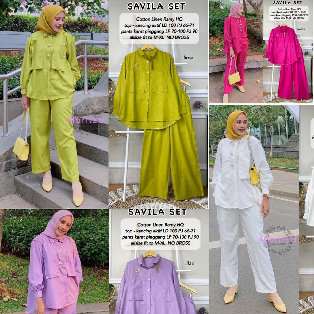 Diana set / Savila set Setelan Wanita Atasan dan Celana linen rami gbm