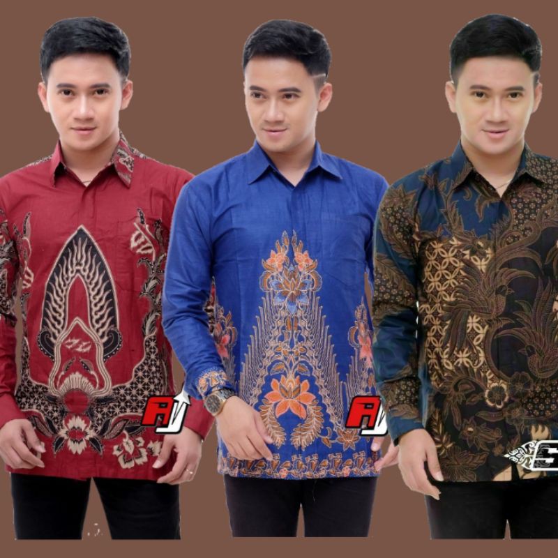 BATIK PRIA lengan panjang SIZE M L XL XXL  BSWART BatiK HRB026 Kenongo Hem Panjang Padi