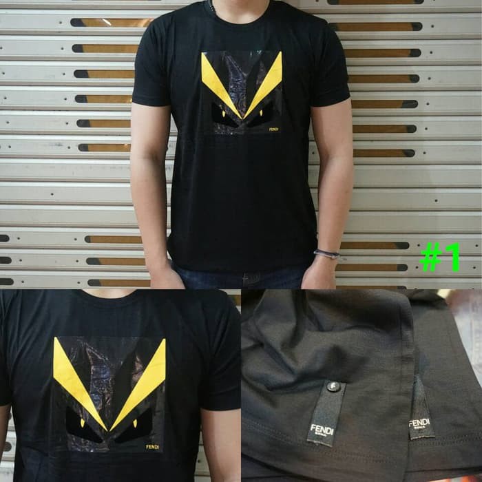 Promo Baju Kekinian Pakaianpria Baju Pria Atasan Cowok QA625  Kaos Fendi Crystal Monster Premium
