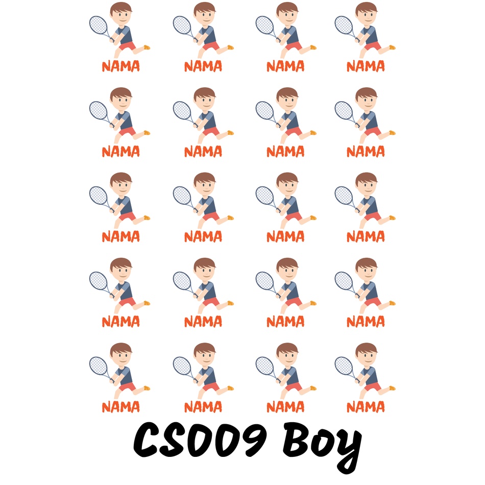 

Sticker Nama Cutting Label Waterproof Tahan Air Boy Sport 09 (CS009)
