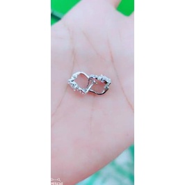 Anting jepit fashion wanita dewasa bulat mata putih perak asli 925/silver lapisan emas putih murni..