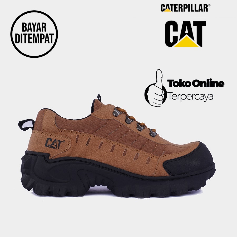 DISKON!! Sepatu Safety Pria Boots Caterpillar Buldozer Ujung Besi Working Proyek Hiking TERMURAH