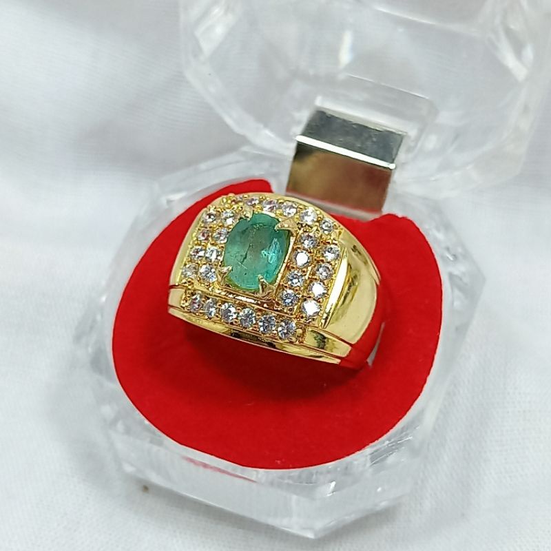 CINCIN ZAMRUD COLOMBIA ASLI NATURAL PERMATA CUTTING DIAMOND