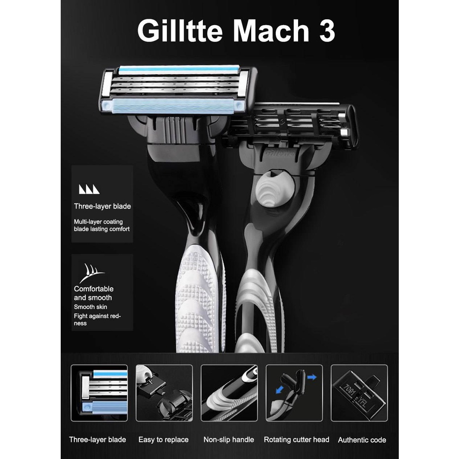 Gillette mach 3 Pisau Cukur 3 Lapis Untuk Pria mach 3