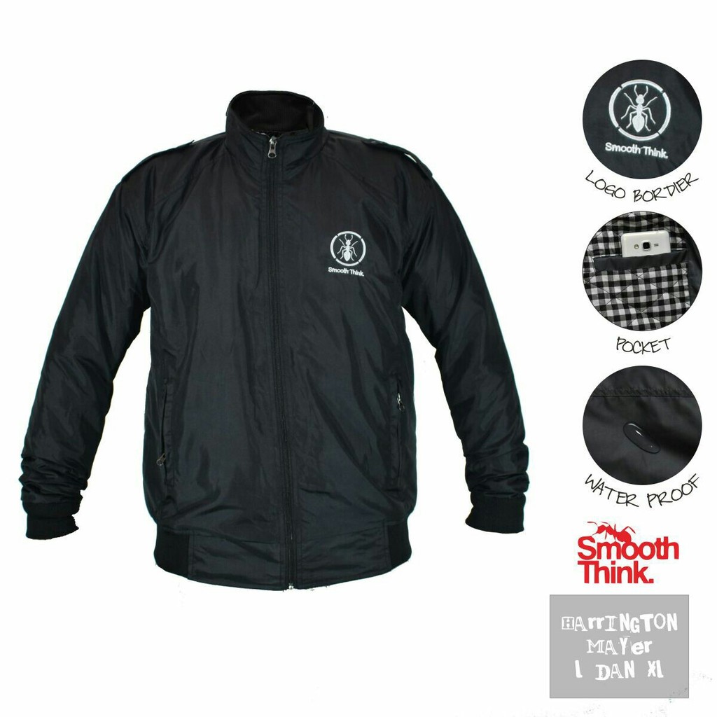 Jaket Harrington Pria Smooth Think waterproof - Merah Size L dan XL