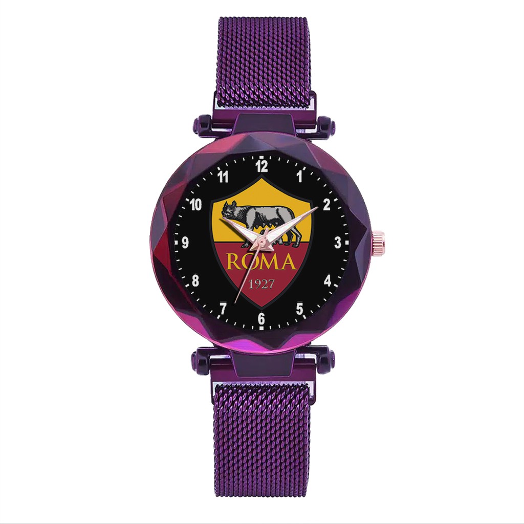 Jam Tangan Wanita Custom - AS ROMA MOTIF 1 Free Box &amp; Batre Cadangan