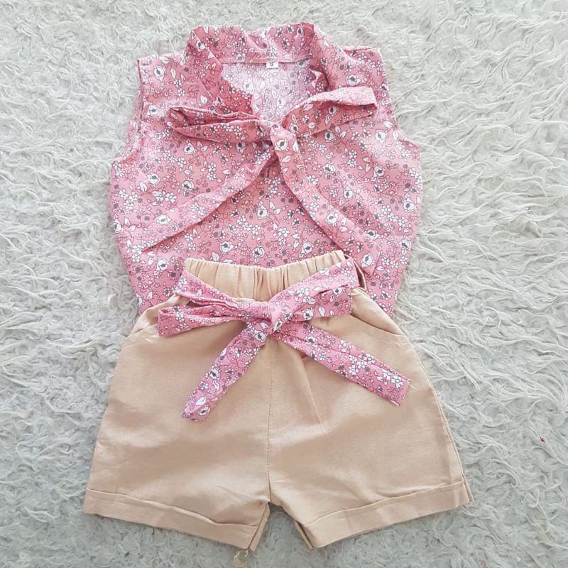 Setelan anak hotpants flower