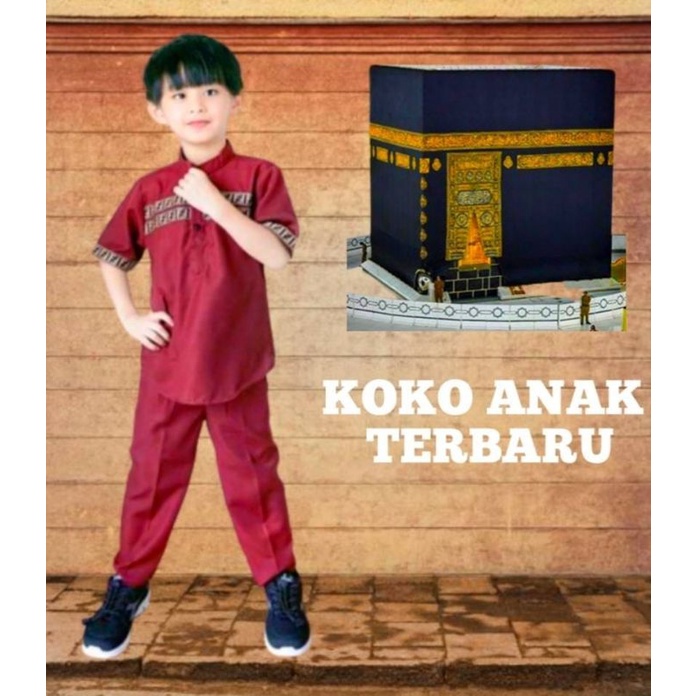 Baju Koko Anak setelan Laki laki Koko Kurta kombinasi garis gold