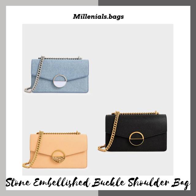 Cnk stone embellished buckle shoulder bag