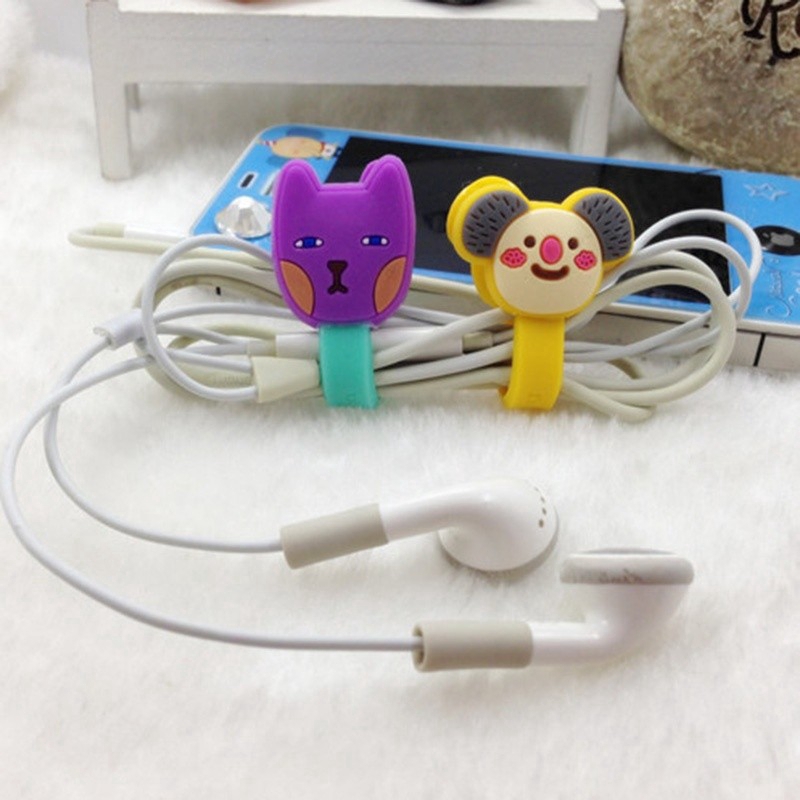 2 Pcs Kartun Earphone Kabel Kawat Kabel Organizer Pemegang Jamnya untuk MP3 MP4 MP5 Earphone Audio Warna Acak #261141322