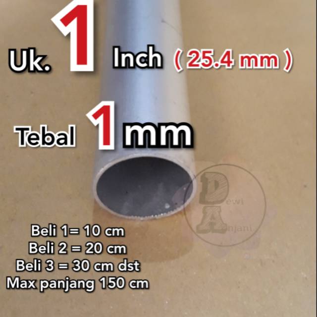  Pipa  Aluminium 1 inch full tebal 1mm P 10 cm  Shopee 