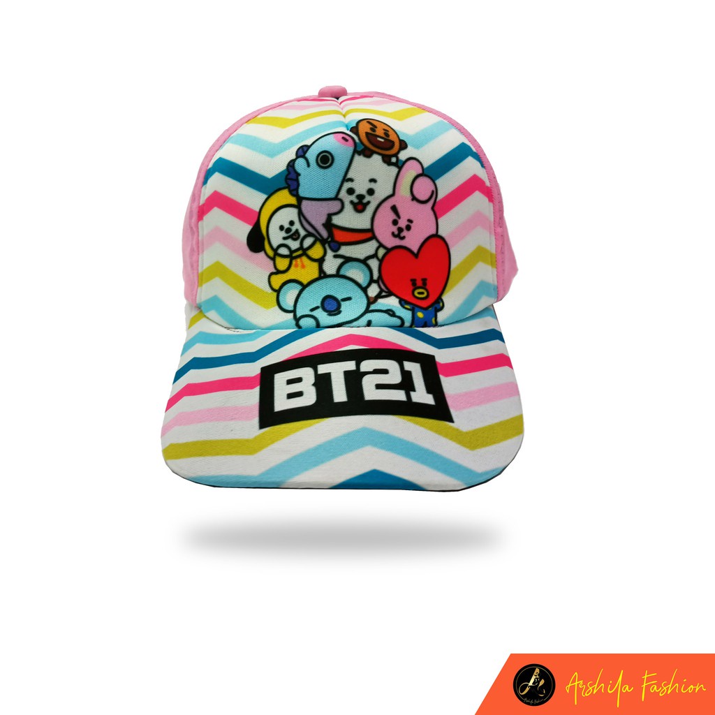 Topi Anak Sablon BTS Karakter K pop Usia 3-10 tahun-BT21