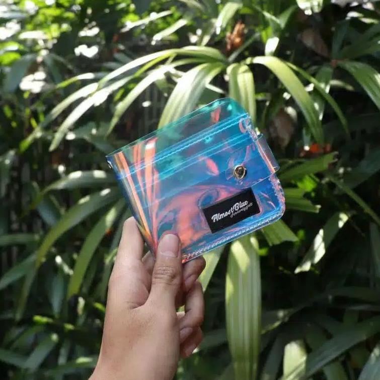 Dompet lipat koin pvc transparan hologram rainbow korea lucu kpop [TRA. 336519]