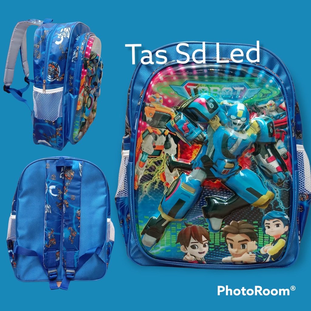 TAS SEKOLAH ANAK TOBOT TIMBUL LAMPU LED