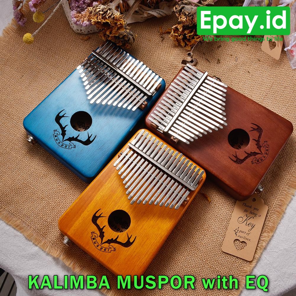 MUSPOR Kalimba 17 Keys with EQ Mahogani Alat Musik Africa Mbira Sanza Tradisional Piano Rusa Elk