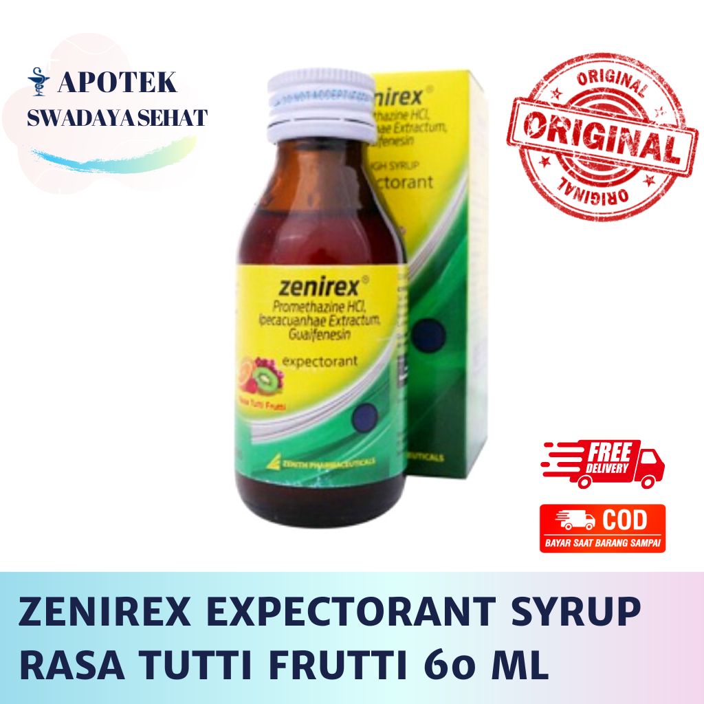 ZENIREX EXPECTORANT Syrup 60 ML - Rasa Tutti Fruitty Obat Batuk Berdahak Kering Alergi Zenirek Sirup