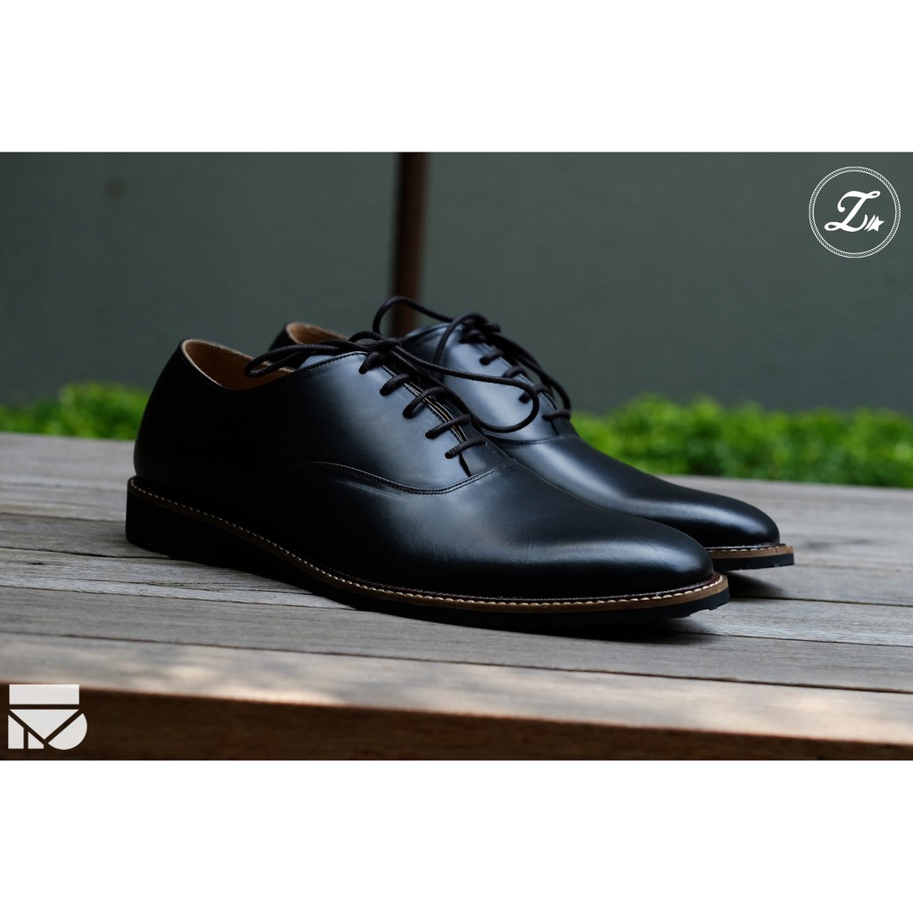 GETAFE BLACK | FORIND x Zapato | Sepatu Kulit Asli Vintage Formal Klasik Kulit Pria/Cowok/Men-Oxford