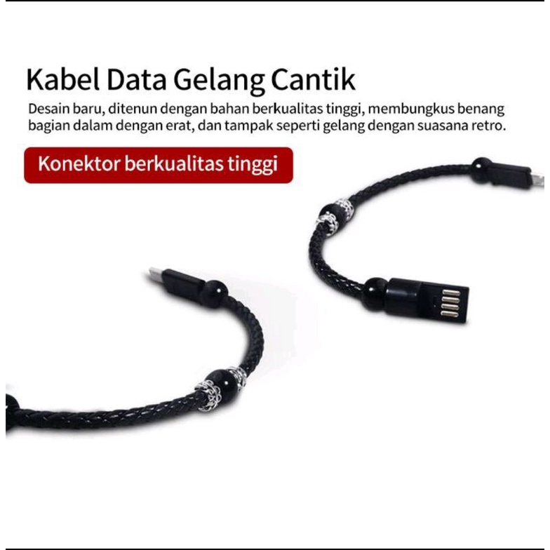 MJ88 Kabel Data Micro USB Tipe Android / Apple / Tipe C Model Gelang Super murah