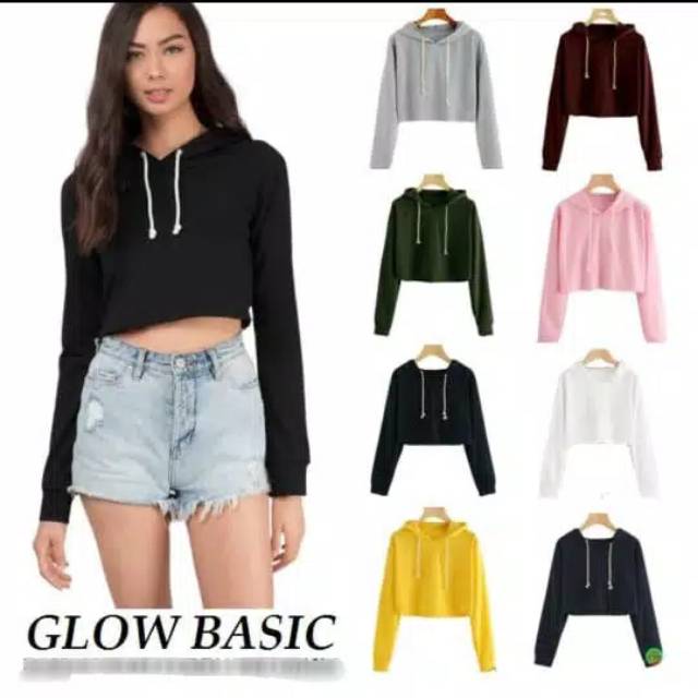 SWEATER CROP BASIC POLOS / SWEATER CROP HOODIE WANITA / GLOW BASIC