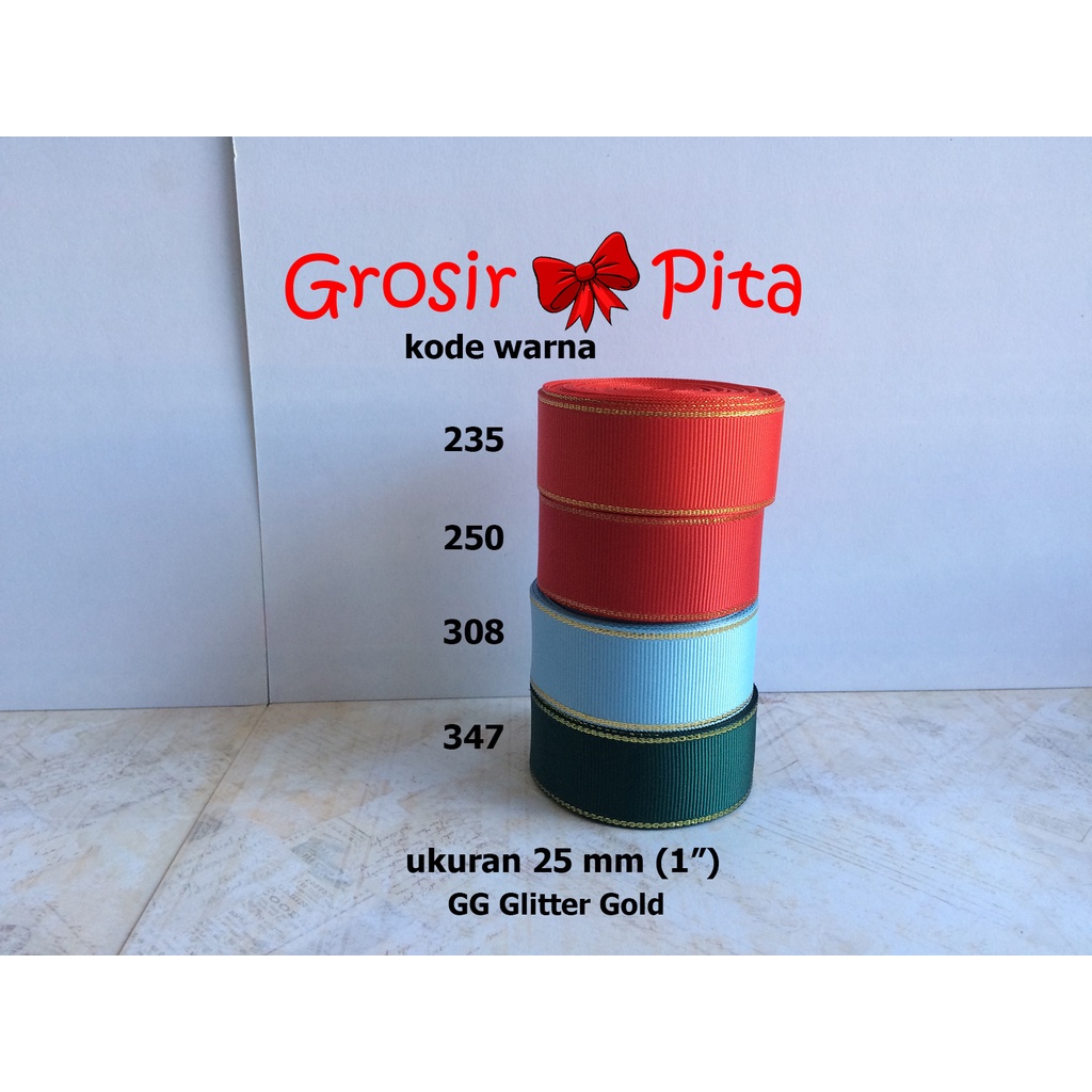 

(25 yard) Pita Grosgrain Glitter Gold ukuran 2,5 cm (1″) pg 3 | Pita Premium | Toko Bahan Craft | Grosir Pita