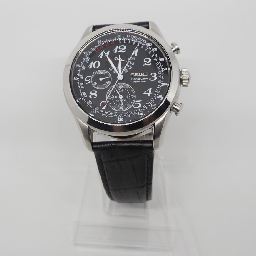 Seiko Chronograph SPC133P1 Perpetual Calendar Black Dial Men Watch