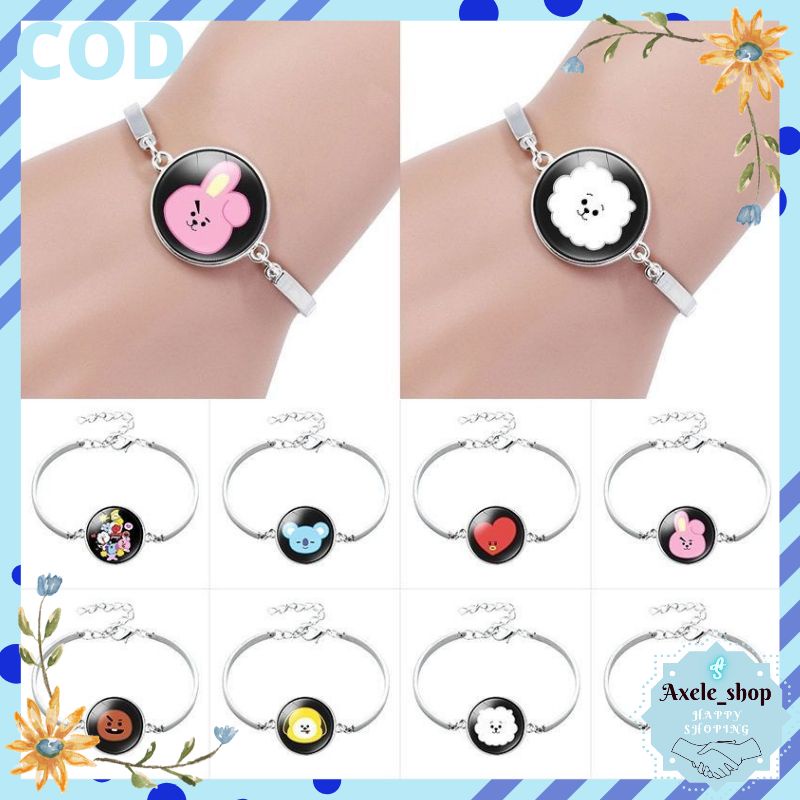 (COD)(COD)BTS KPOP BT21 Metal Bangle Bracelet BTS Kartun Gelang Fashion Dekorasi Gelang anti karat
