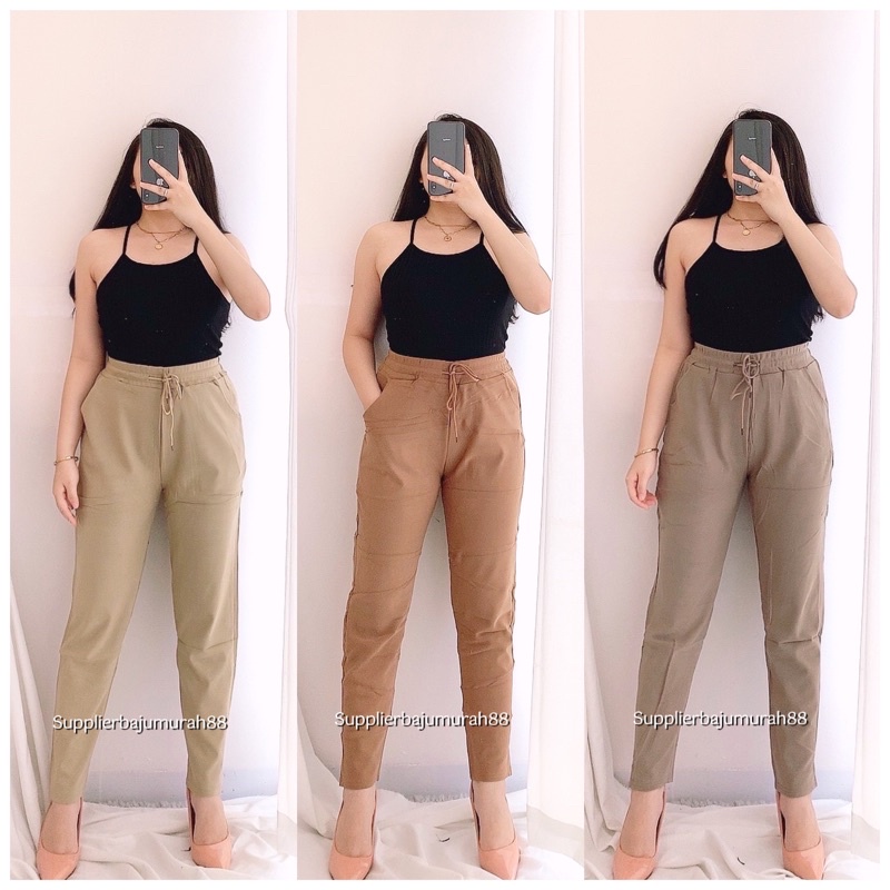 Lookatmeofficial • Celana Basic Polos Highwaist Seoul Pants Import / Celana Casual Formal Kantor Kerja Polos