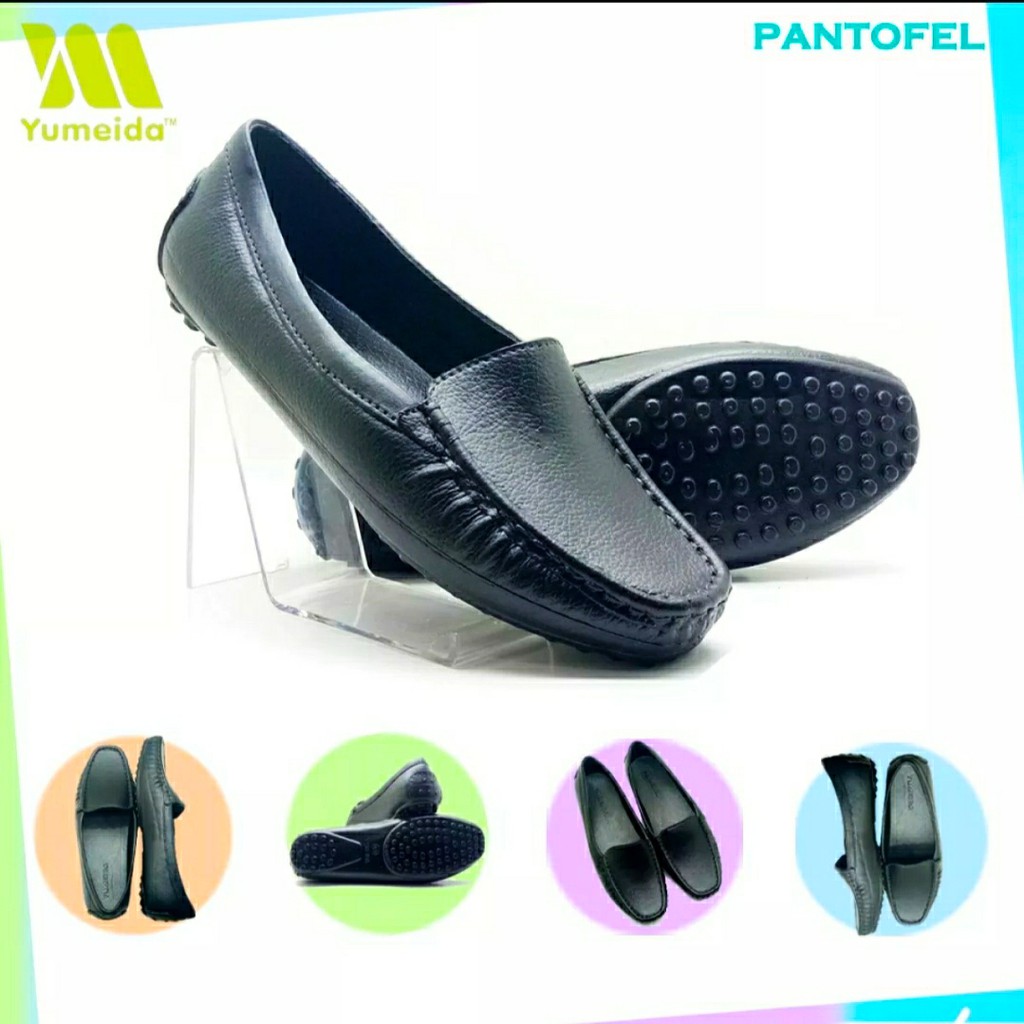 Sepatu karet yumeida sp-f085 L all Black pansus wanita slip on