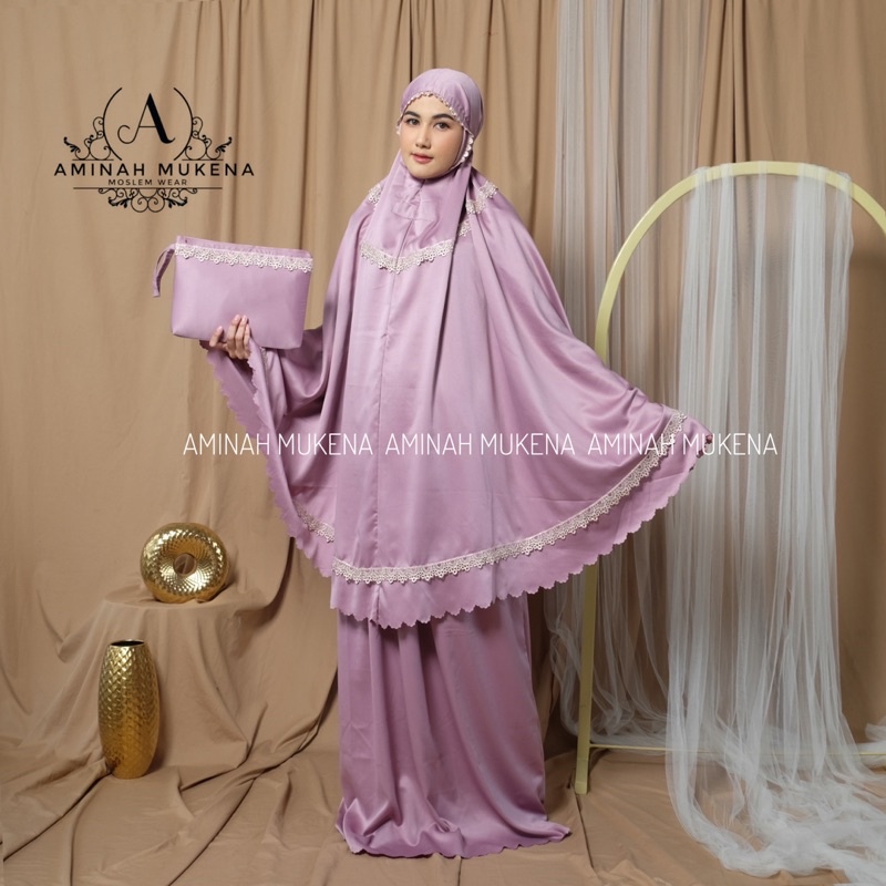 Mukena Dewasa Sutra Silk Renda Susun Lasercut