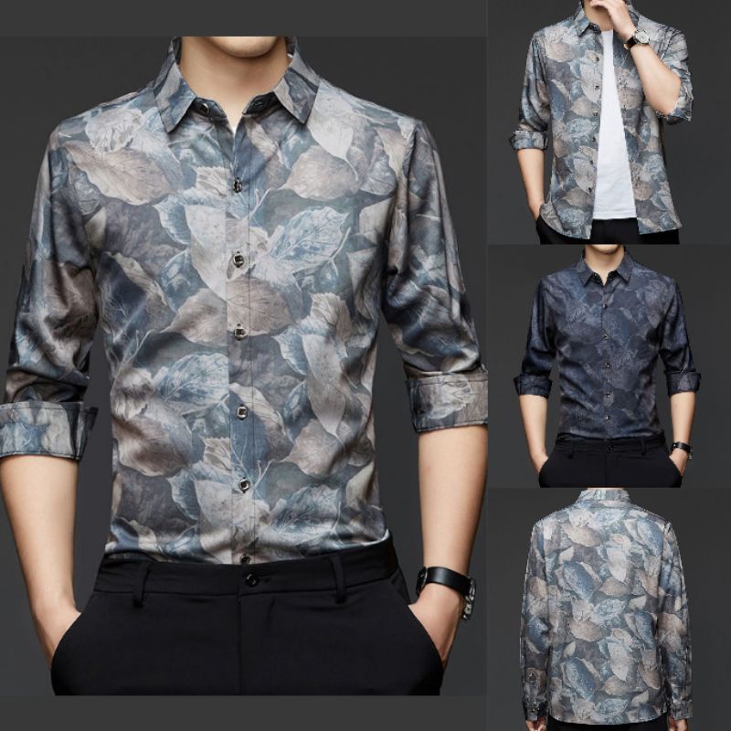 K123 M-4XL Kemeja pria impor baju pesta pria baju cowo keren baju kondangan pria kemeja lengan panja