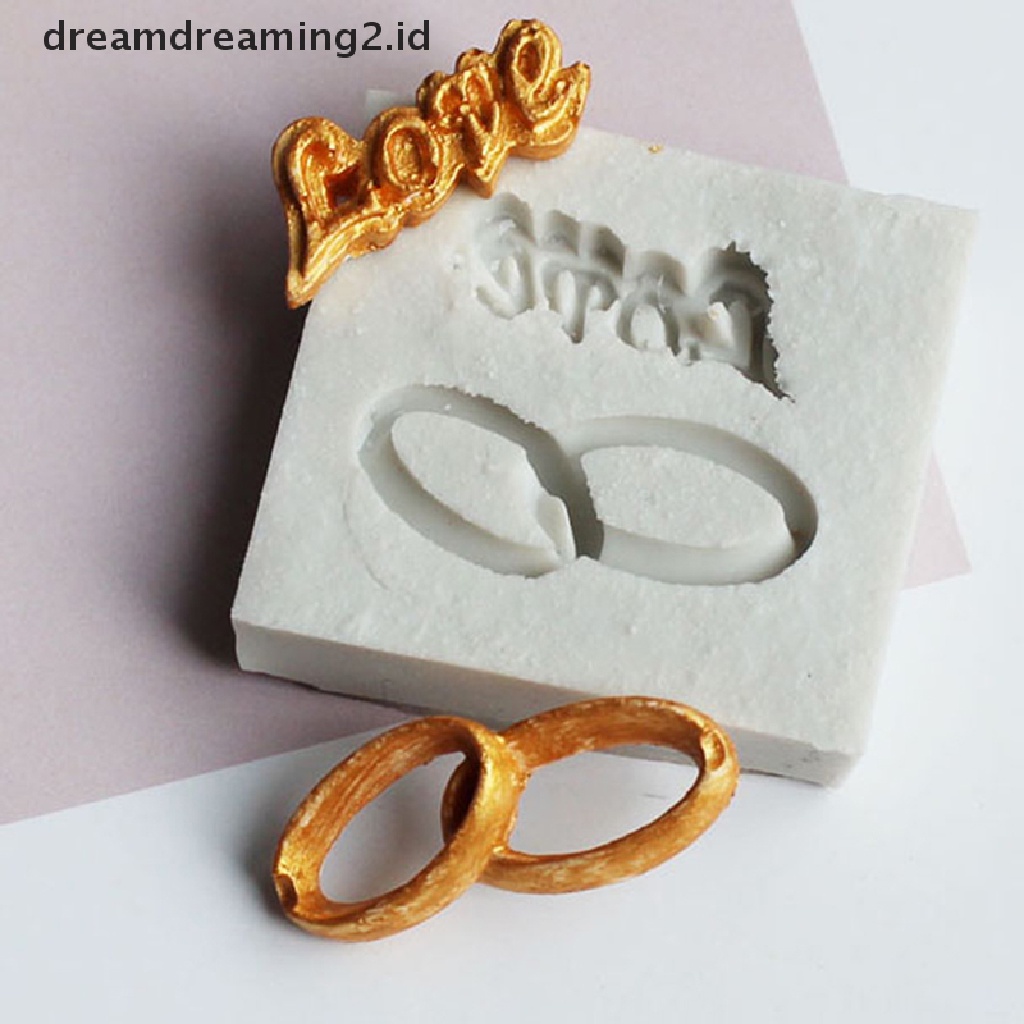 Cetakan Adonan Kue Fondant &amp; Cokelat Bentuk Cincin Tulisan Love Bahan Silikon