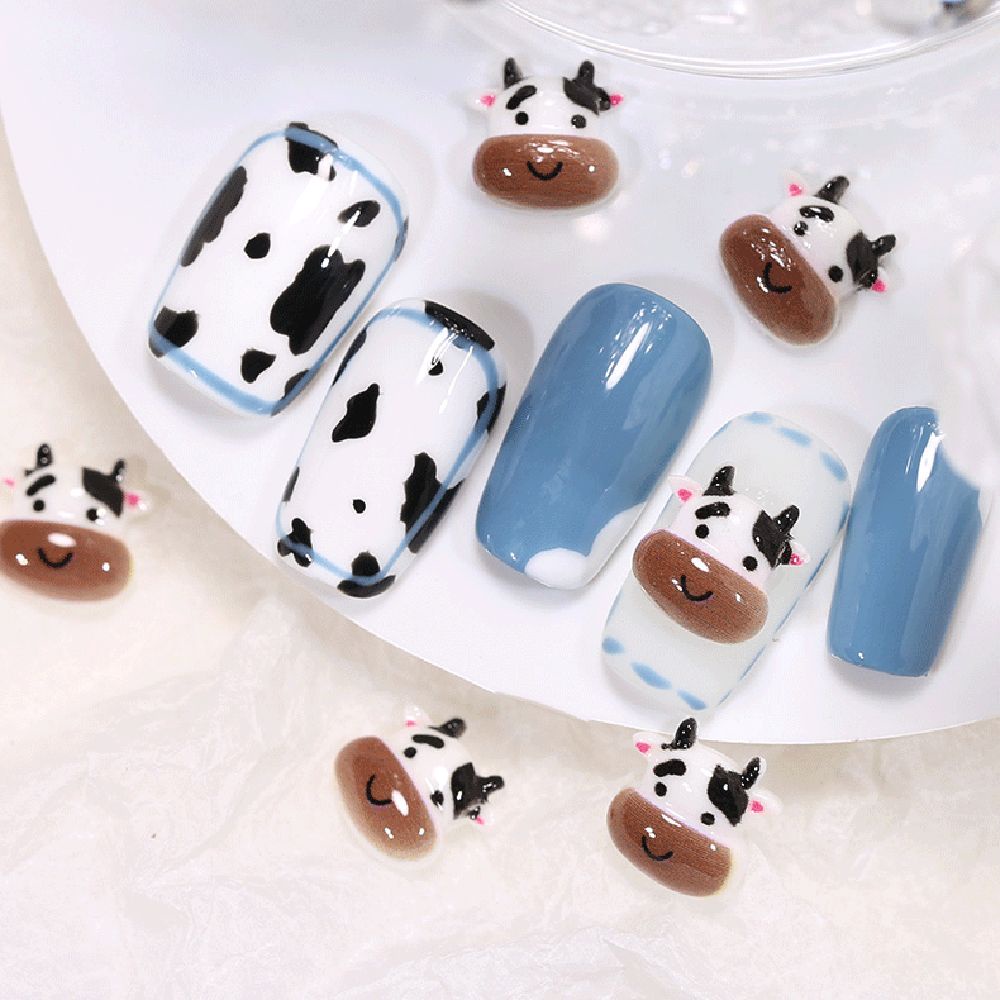 Mxbeauty Ornamen Kartun Sapi Anjing Kucing Bahan Resin Gaya Jepang Untuk Dekorasi Nail Art