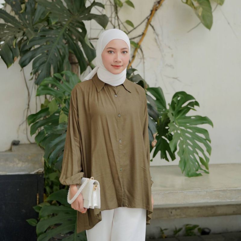 Kemeja Oversize Atasan Wanita Blouse Jumbo Rayon Viscose Fashion Solo Mura