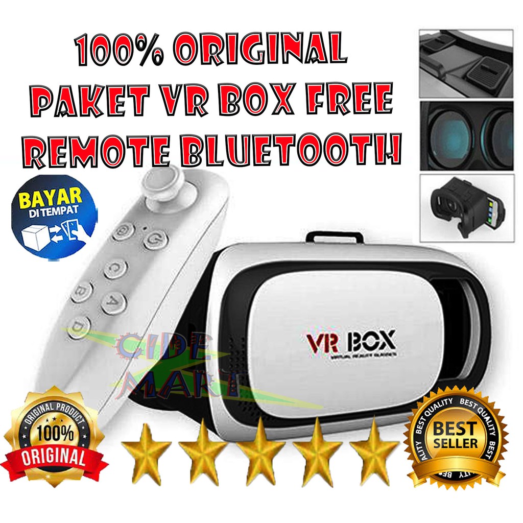 [ORIGINAL] PAKET VIRTUAL REALITY FOR SMARTPHONE + REMOTE BLUETOOTH / VR BOX 2.0 FREE REMOTE