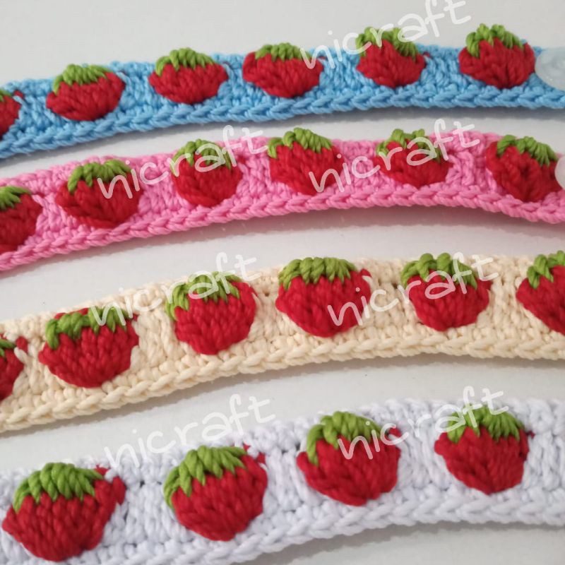 konektor masker rajut strawberry lucu banget, SEBELUM ORDER BACA DESKRIPSI TERLEBIH DAHULU YA