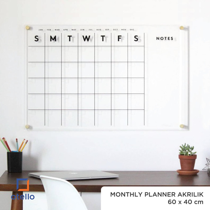 Monthly Planner Akrilik | Wall Planner Dinding | Schedule Board Jadwal Acrylic Wall Calendar