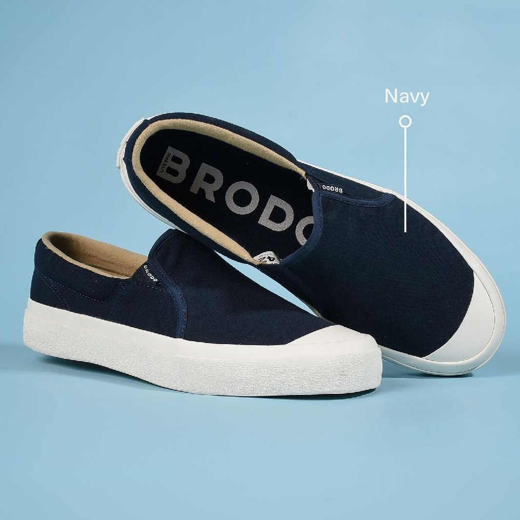 Sepatu Pria Wanita Brodo Vantage V2 Slip On/Slop(Olive/Navy/Camel/Teracota/Black/Ivory)-Navy